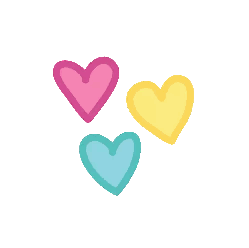 Three Colorful Hearts with Pink Center