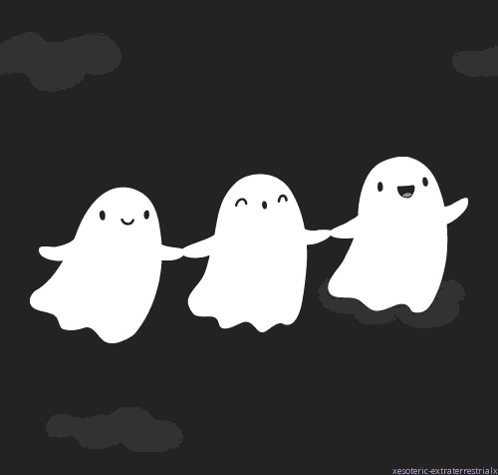 Three Cute Ghost Flying Happily GIF