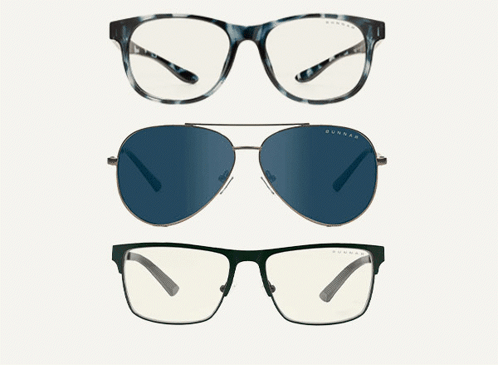 Three Different Pairs Of Sunnies Are Displayed Side By Side On A White Background GIF