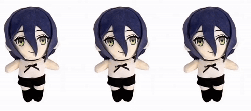 Three Dolls with Blue Hair and Green Eyes
