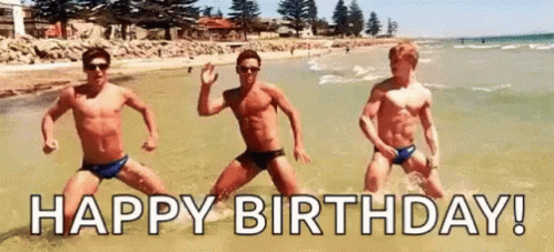 Three Dude Dancing On Beach Birthday GIF