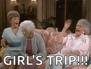 Three Elderly Women Laughing Girl's Trip