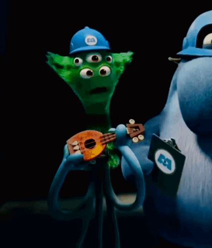 Three-Eyed Cartoon Character Holding Guitar