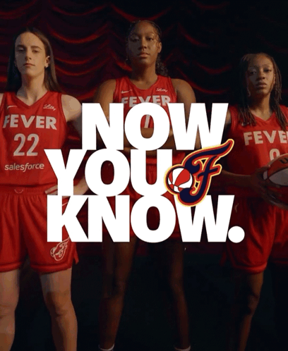 Three Female Basketball Players Stand In Front Of A Now You Know Advertisement GIF
