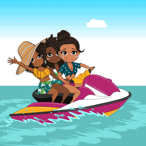 Three Friends Hello August At The Beach GIF