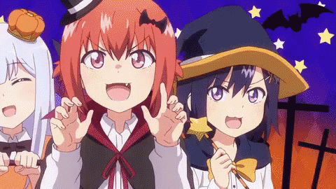 Three Girls Anime Halloween Singing GIF