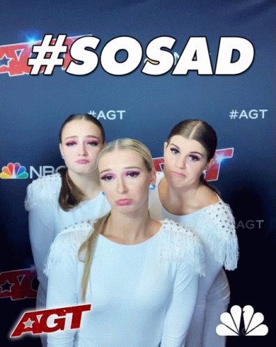 Three Girls Are Posing For A Picture In Front Of A Sign That Says Sosad GIF
