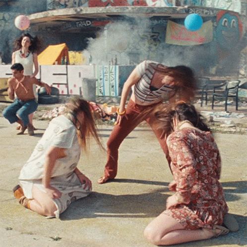 Three Girls Head Spinning GIF