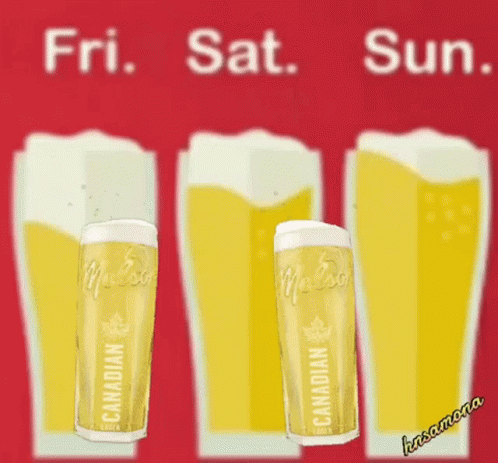Three Glasses Of Canadian Beer Are Lined Up In A Row GIF