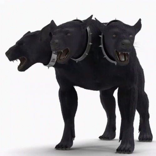 Three-Headed Black Dog Saying Have a Nice Day