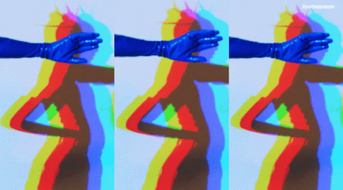 Three Images Of A Woman 'S Torso With A Rainbow Colored Background And The Letters Aa On The Bottom GIF