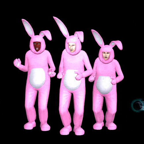Three Jumping Pink Easter Bunny Animation GIF