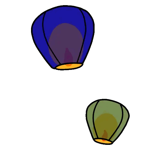 Three Lanterns Floating in Air