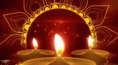 Three Lit Candles On Red Background GIF