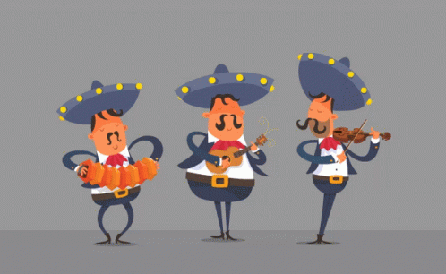 Three Mariachi Musicians Playing Instruments