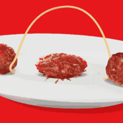 Three Meatballs With Spaghetti Strings