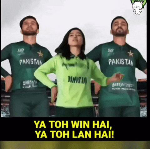 Three Men And A Woman In Green Pakistan Jerseys Dancing GIF