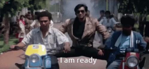 Three Men Are Riding Motorcycles Down A Street And One Of Them Is Saying I Am Ready GIF