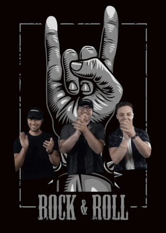 Three Men Clapping At Rock And Roll Sign GIF