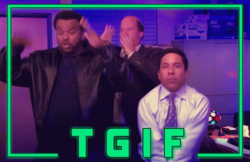 Three Men Dancing At TGIF Sign GIF