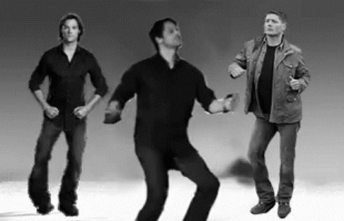 Three Men Dancing Black and White