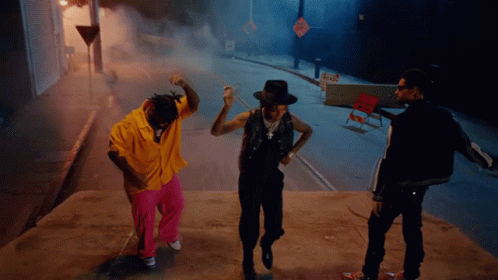 Three Men Dancing Near No Parking Sign GIF