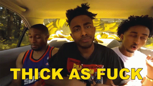 Three Men in Car with Thick as Fuck