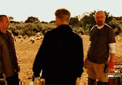 Three Men in Desert One in AMC Shirt