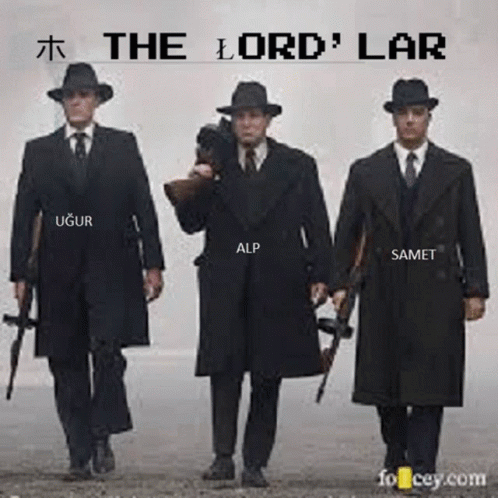 Three Men in Suits and Hats Walking with Guns