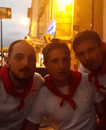 Three Men Posing One With Red Scarf GIF