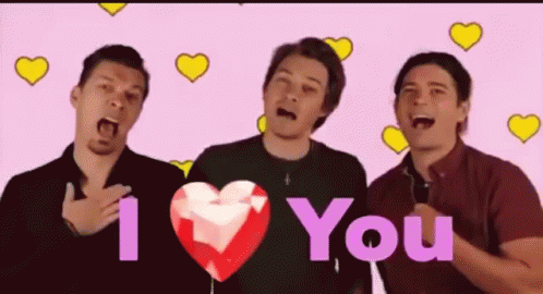 Three Men Singing I Love You With Hearts