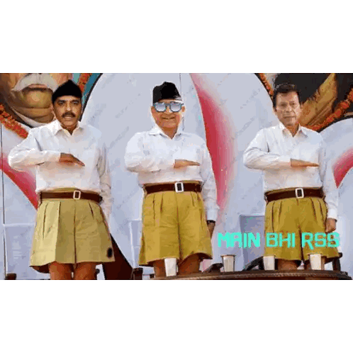 Three Men Standing in Front of Main Bhi RSB Sign