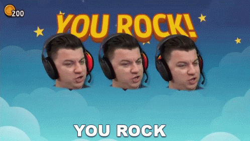 Three Men With Headphones Saying You Rock