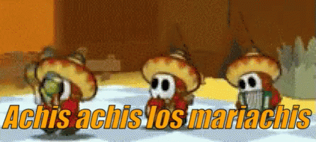 Three Mushrooms with Sombrero Hats Achis Achis Los Mariachis