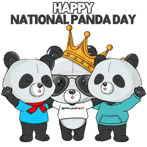 Three Pandas Celebrating Panda Day
