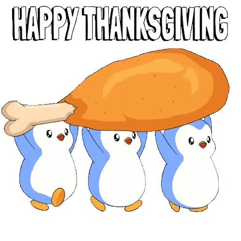 Three Penguins Carrying Chicken Leg