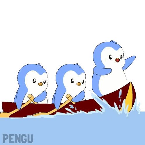 Three Penguins in Canoe Pengu