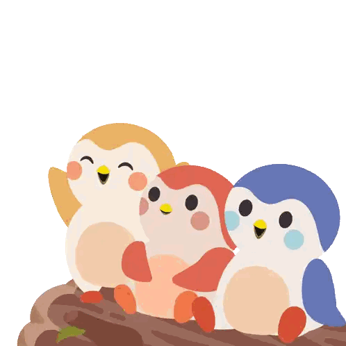 Three Penguins Watching Fireworks