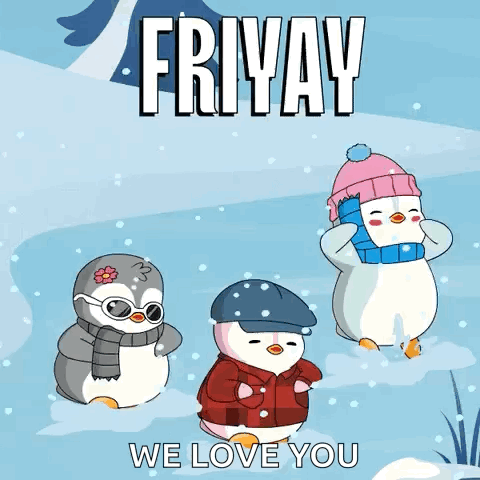 Three Penguins Wearing Hats and Scarves