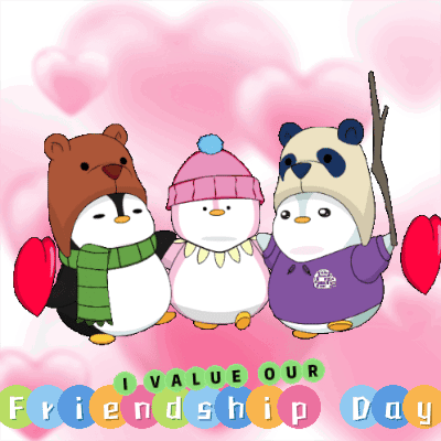 Three Penguins Wearing Hats Friendship Day GIF