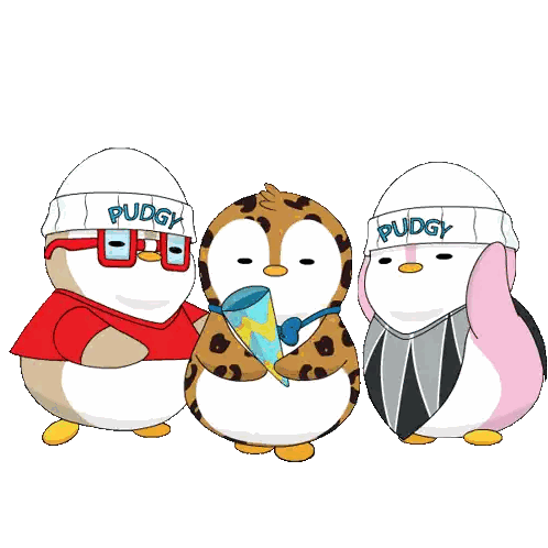 Three Penguins Wearing Pudgy Hats