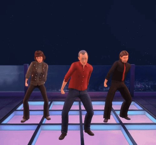 Three People Are Dancing On A Dance Floor GIF