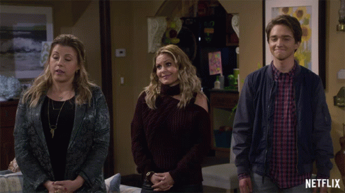 Three People Standing With Netflix GIF
