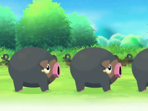 Three Pigs with Pink Noses in Field