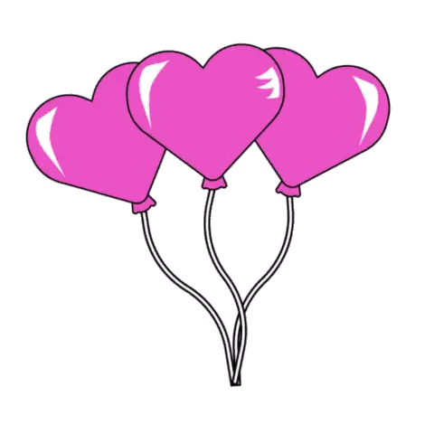 Three Pink Heart Balloons