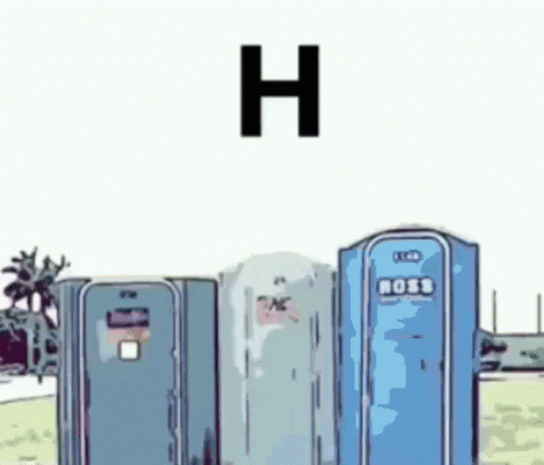 Three Portable Toilets with H