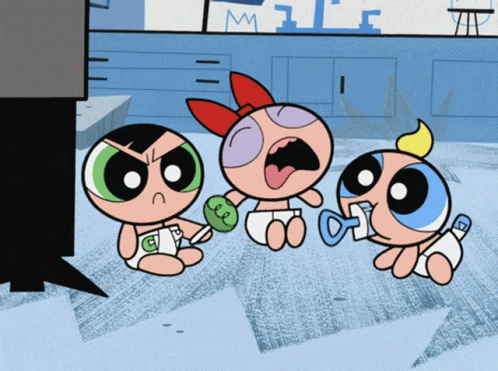 Three Powerpuff Girls Sitting on Floor