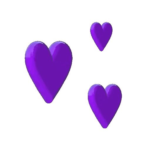 Three Purple Hearts Floating