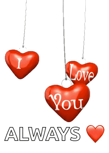 Three Red Hearts With I Love You Always GIF