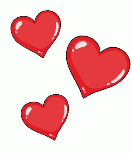Three Red Hearts With White Outlines GIF
